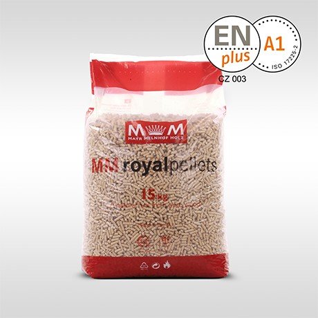 a Dřevěné pelety Royal Pellets světlé 1050 kg / 70ks x 15kg